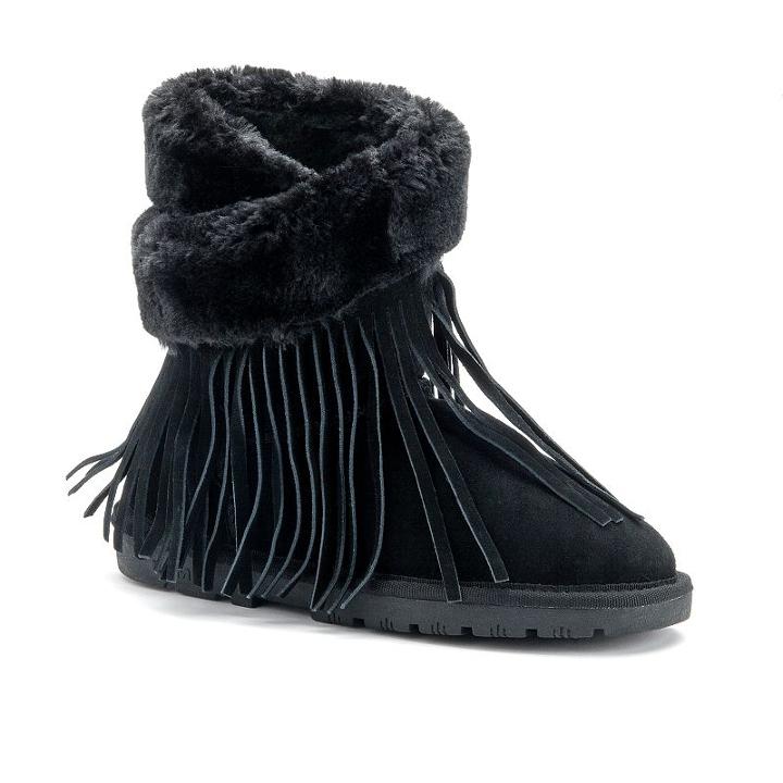 Lamo Women's 8-in. Fringe Wrap Boots, Girl's, Size: 7, Black