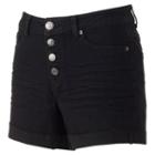 Juniors' Mudd&reg; Flx Stretch High-rise 4-button Midi Jean Shorts, Girl's, Size: 3, Black