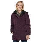 Women's Gallery Hooded Faux-silk Anorak Jacket, Size: Small, Med Purple