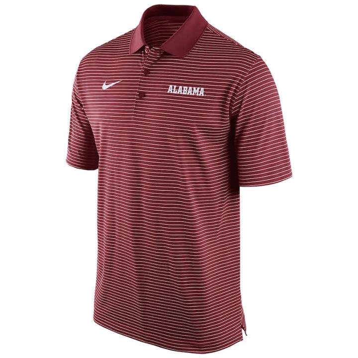 Men's Nike Alabama Crimson Tide Striped Stadium Dri-fit Performance Polo, Size: Small, Red