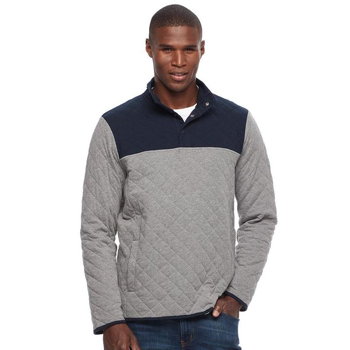 Men's Croft & Barrow&reg; Classic-fit Outdoor Quilted Mockneck Pullover, Size: Xxl, Med Grey