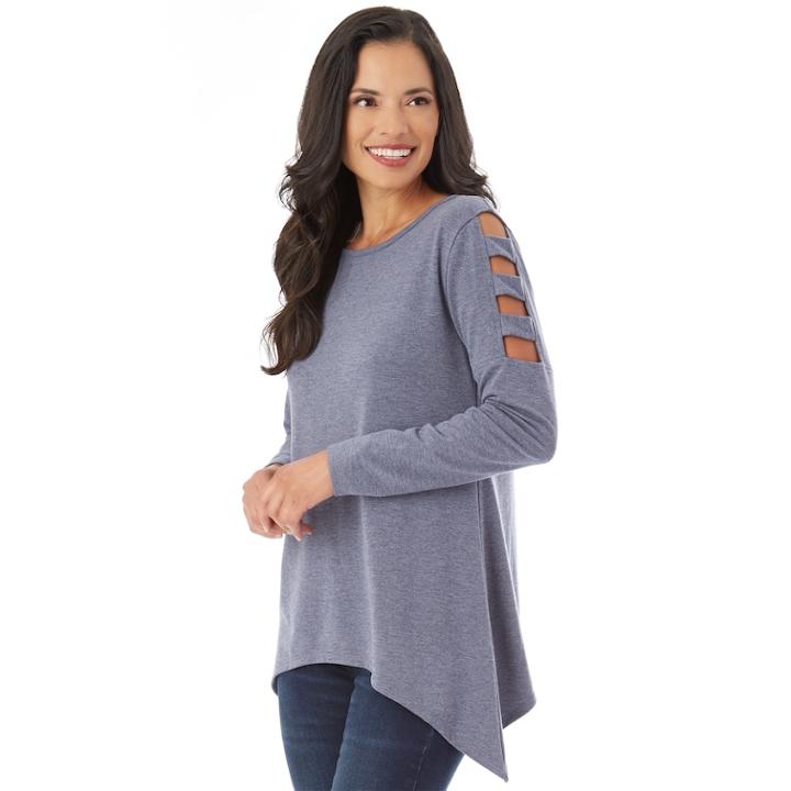 Women's Apt. 9&reg; Sharkbite Cage Top, Size: Large, Blue (navy)