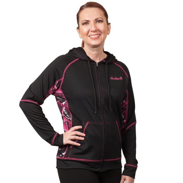 Women's Huntworth Terry Knit Hooded Jacket, Size: Medium, Black