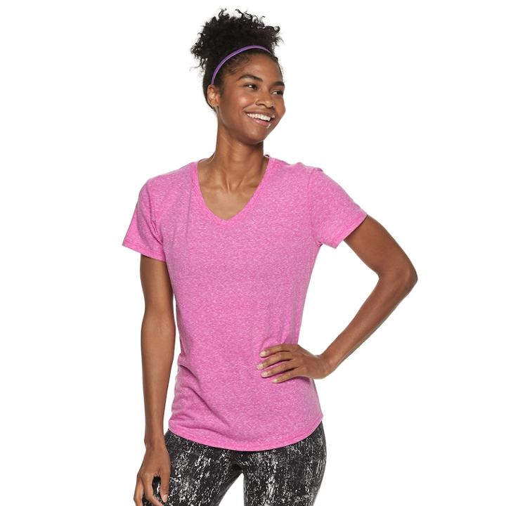 Women's Tek Gear&reg; Essential V-neck Short Sleeve Tee, Size: Xxl, Brt Purple