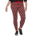 Juniors' Plus Size It's Our Time Print Holiday Leggings, Teens, Size: 1xl, Red Other