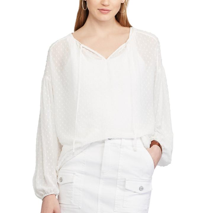 Women's Chaps Jacquard Top, Size: Xl, White