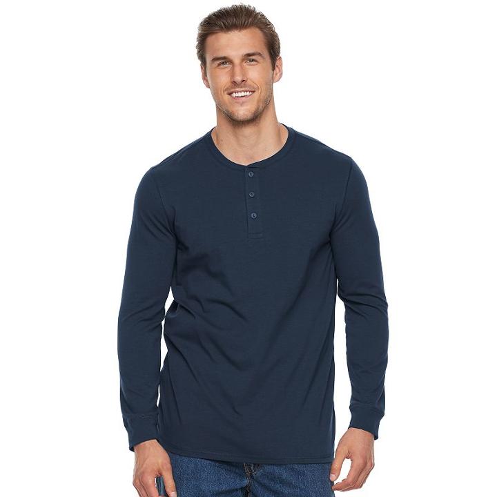 Men's Sonoma Goods For Life&trade; Modern-fit Flexwear Henley, Size: Xl Tall, Blue