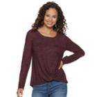 Juniors' So&reg; Twist Front Hatchi Cozy Top, Teens, Size: Medium, Dark Red