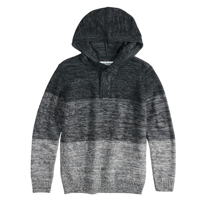 Boys 8-20 Urban Pipeline&trade; Henley Pull-over Hoodie Sweater, Size: Large, Black