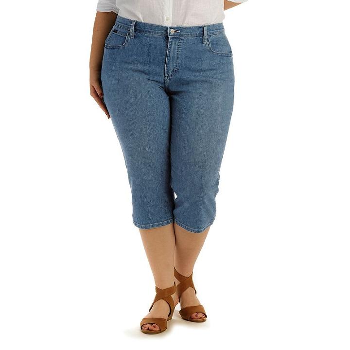 Plus Size Lee Relaxed Fit Denim Capris, Women's, Size: 20 - Regular, Blue