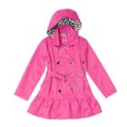 Girls 4-16 Pink Platinum Double Breasted Trench Coat, Girl's, Size: 10-12, Dark Pink