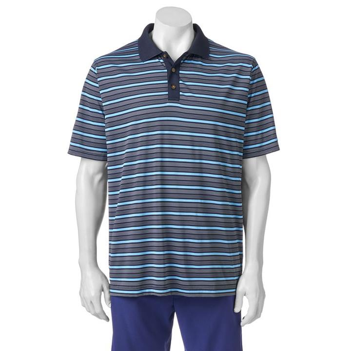 Men's Pebble Beach Classic-fit Striped Performance Golf Polo, Size: Medium, Black