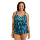 Plus Size Dolfin Aquashape Tummy Slimmer Tiered One-piece Swimsuit, Women's, Size: 20, Brt Blue