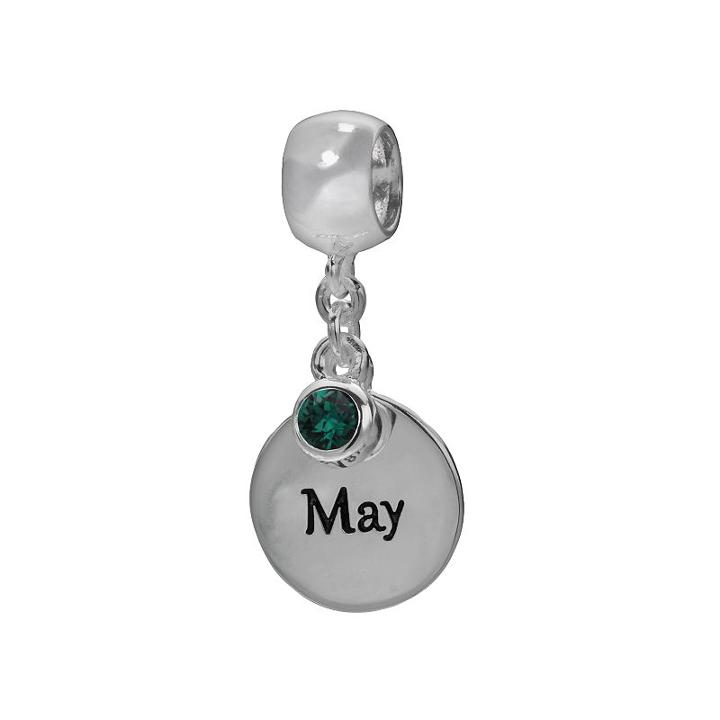 Individuality Beads Sterling Silver And Crystal Birthstone Charm, Women's, Size: 7/8, Green