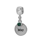Individuality Beads Sterling Silver And Crystal Birthstone Charm, Women's, Size: 7/8, Green