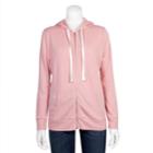 Juniors' Plus Size Grayson Threads Burnout Zip-up Hoodie, Teens, Size: 3xl, Dark Pink