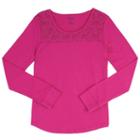 Girls 7-16 & Plus Size French Toast Crewneck Lace Long Sleeve Tee, Girl's, Size: 10-12 Plus, Med Pink