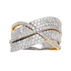 1 3/8 Carat T.w. Diamond 14k Gold Two Tone Crisscross Ring, Women's, Size: 6, White