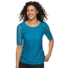 Women's Dana Buchman Lace Tee, Size: Xl, Dark Blue