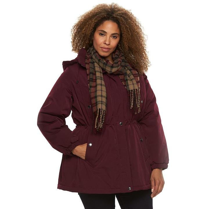 Plus Size Gallery Hooded Anorak Jacket & Scarf Set, Women's, Size: 3xl, Purple