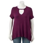 Juniors' Plus Size Mudd&reg; Choker Neck Tee, Teens, Size: 2xl, Purple