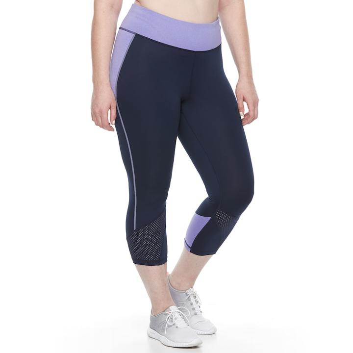 Plus Size Tek Gear&reg; Tricot Mesh Performance Capri, Women's, Size: 2xl, Dark Blue