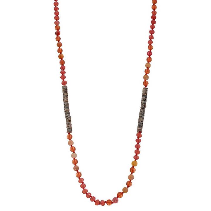 Long Knotted & Beaded Necklace, Women's, Multicolor
