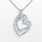 Two Hearts Forever One Sterling Silver Sky Blue Topaz Heart Pendant, Women's, Size: 18