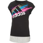 Girls 7-16 Adidas Mock-layered Adidas Graphic Top, Girl's, Size: Small, Black