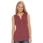 Women's Croft & Barrow&reg; Print Crepe Henley, Size: Large, Dark Red