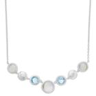 Sterling Silver Mother Of Pearl And Blue Topaz Necklace, Women's, Size: 18, White