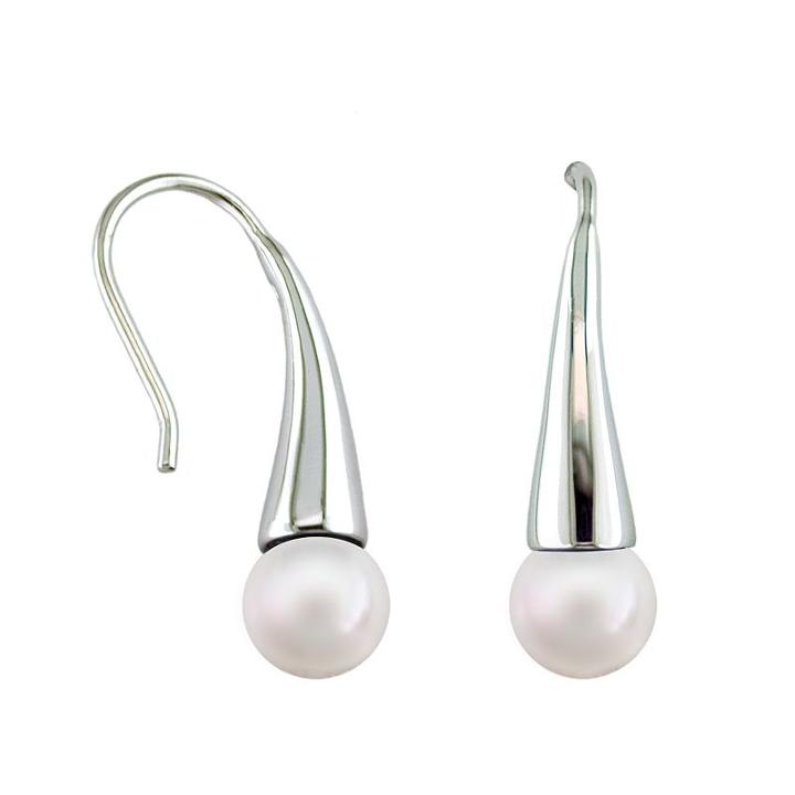 Sterling Silver Freshwater Cultured Pearl Drop Earrings, Women's, Grey