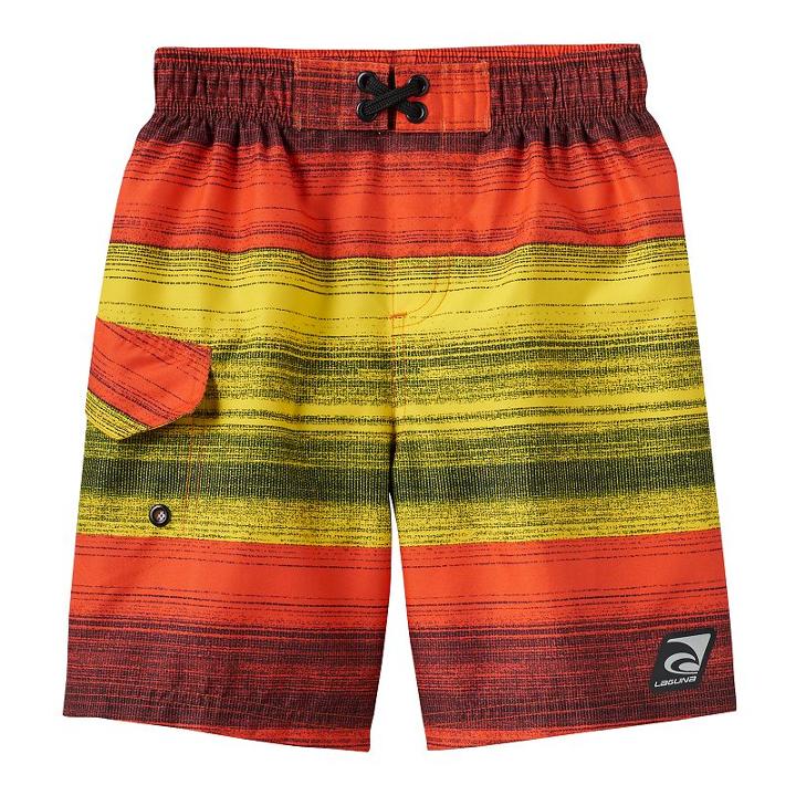 Boys 4-7 Laguna Swim Santa Cruz Stripe Swim Trunks, Boy's, Size: 7, Orange