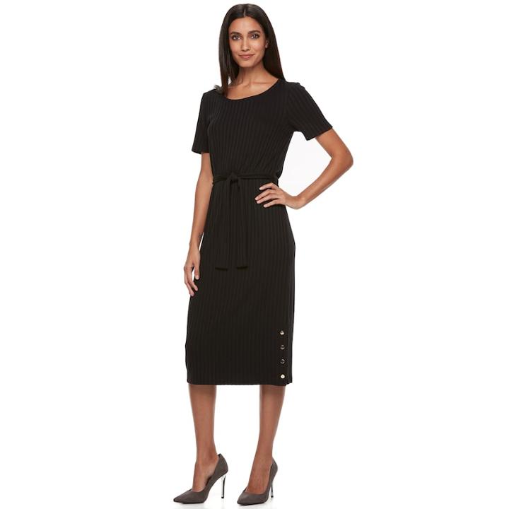 Women's Apt. 9&reg; Ribbed Midi Sweater Dress, Size: Small, Black