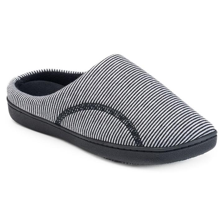 Isotoner Women's Athena Striped Hoodback Slippers, Size: Small, Black