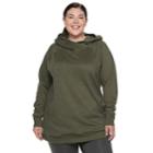 Plus Size Tek Gear&reg; Fleece Raglan Tunic Hoodie, Women's, Size: 1xl, Dark Green