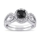 Lovemark 10k White Gold 1 1/2 Carat T.w. Black & White Diamond Engagement Ring Set, Women's, Size: 8