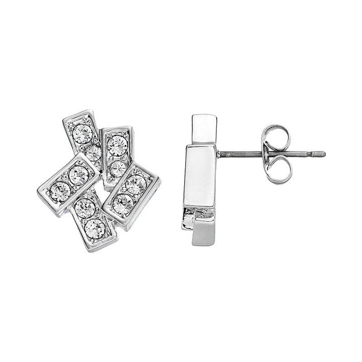 Simply Vera Vera Wang Rectangle Stud Earrings With Swarovski Crystals, Women's, White