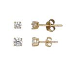 Primrose 14k Gold Over Silver 2-pair Cubic Zirconia Stud Earring Set, Women's