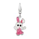 Sterling Silver Crystal Bunny Charm, Women's, Pink