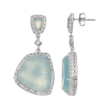 Siri Usa By Tjm Sterling Silver Chalcedony & White Topaz Drop Earrings, Women's, Blue