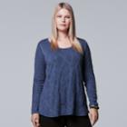 Plus Size Simply Vera Vera Wang Textured Top, Women's, Size: 1xl, Blue