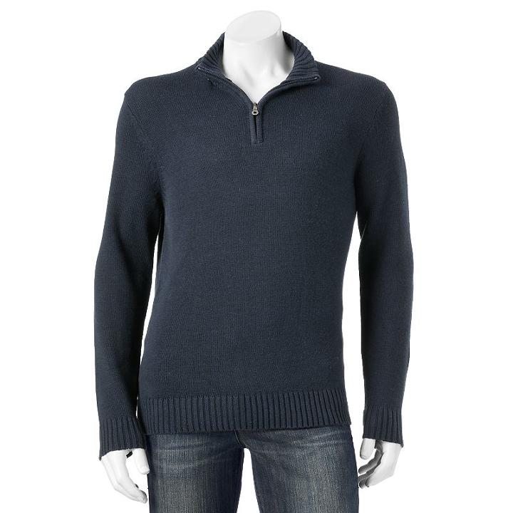 Big & Tall Croft & Barrow&reg; Classic-fit 5gg Quarter-zip Sweater, Men's, Size: 3xl Tall, Dark Blue