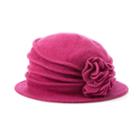 Scala Knit Wool Flower Cloche Hat, Women's, Red Other