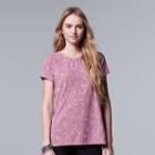 Women's Simply Vera Vera Wang Abstract Jacquard Tee, Size: Medium, Med Pink