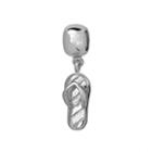 Individuality Beads Sterling Silver Striped Flip-flop Charm, Women's, Grey