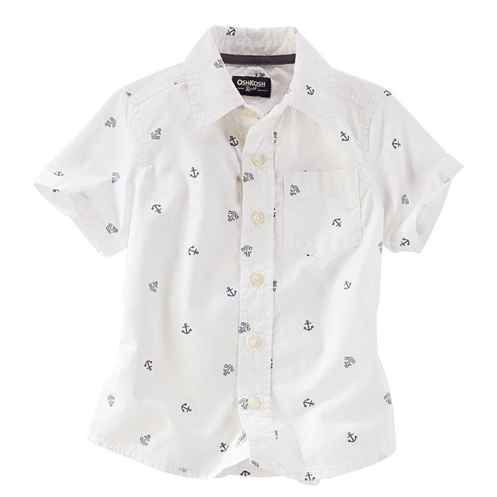 Boys 4-8 Oshkosh B'gosh&reg; Paddle Print Short Sleeve Poplin Button-down Shirt, Boy's, Size: 4, Ovrfl Oth