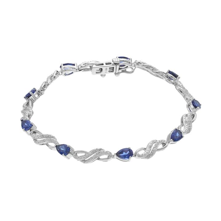 Sterling Silver Lab-created Blue & White Sapphire Bracelet, Women's, Size: 7.5