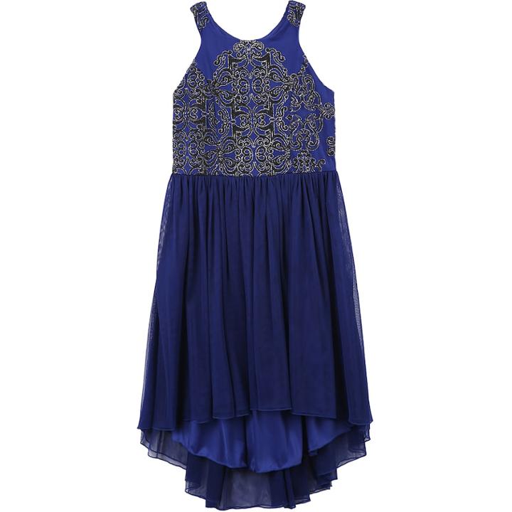 Girls 7-16 Speechless Embroidered High Low Dress, Size: 8, Dark Blue