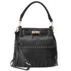 Mellow World Lorraine Fringe Bucket Bag, Women's, Black